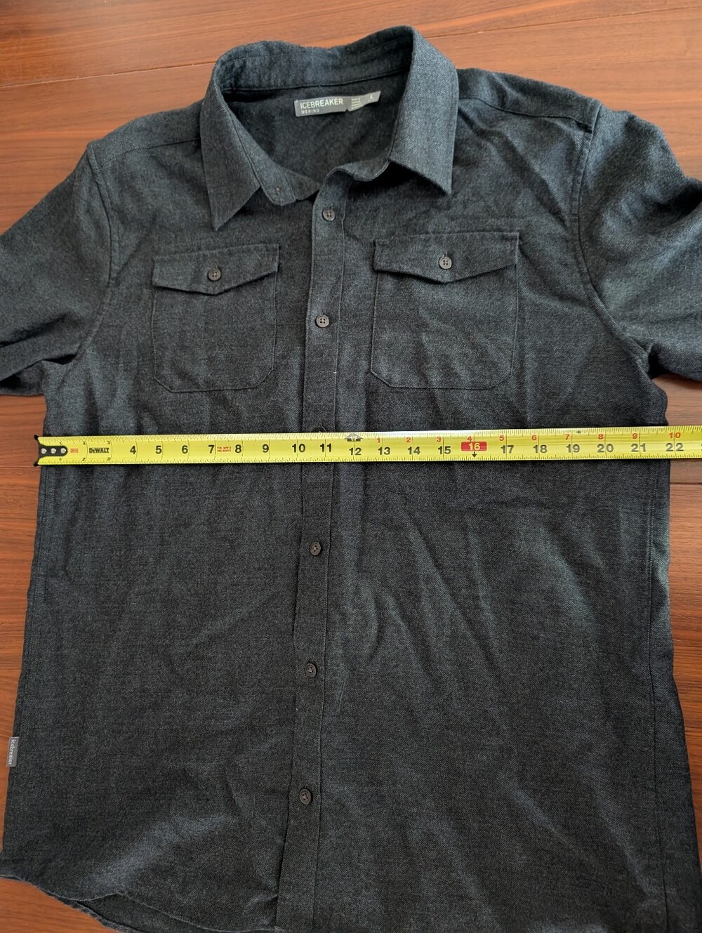 Icebreaker Shirt Men Large Gray Button Up Merino Wool Flannel Hiking Outdoors - Picture 6 of 7